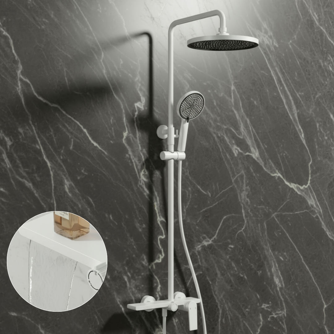 Cynthia Système de douche apparent — Blanc mat