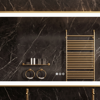 Miroir de salle de bain LED Lorenzo — 151 × 78 cm — Or brossé — Horizontal ou vertical