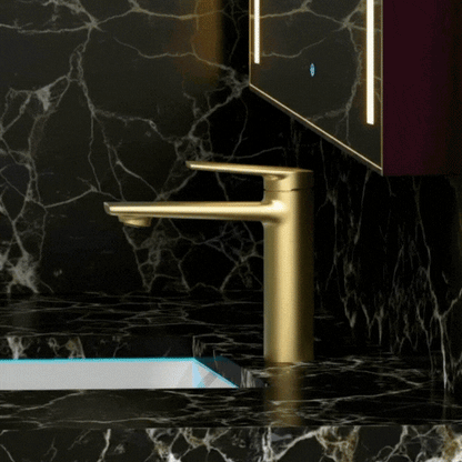 Opbouw wastafelkraan Diego  – Geborsteld goud - 15 × 13,7 × 4,4 cm