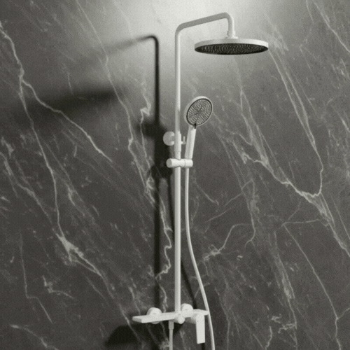 Opbouw regendoucheset Cynthia - Mat wit - 130 × 35 × 25 cm