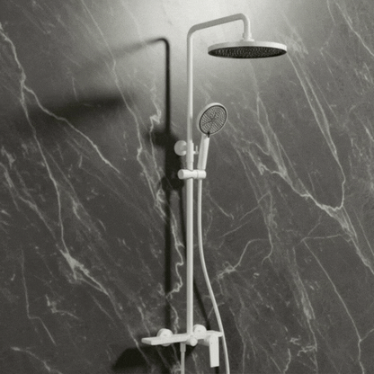 Opbouw regendoucheset Cynthia - Mat wit - 130 × 35 × 25 cm