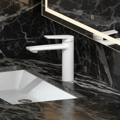 Opbouw wastafelkraan Diego  – Mat wit - 15 × 13,7 × 4,4 cm