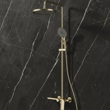 Opbouw regendoucheset Cynthia - Geborsteld goud - 130 × 35 × 25 cm