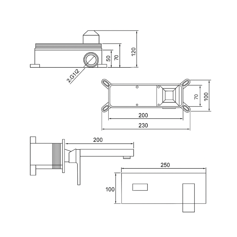 Silvio Inbouw Wastafelsysteem — Gunmetal Grey